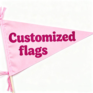 Customizable 100% Polyester Triangular Handheld Stick Flags with Mini Plastic Wood Poles for Promotional Events & Banners