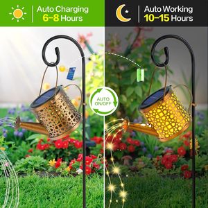 Luces Solares para Regadera, LED Blanco Cálido, Decoración de Jardín para Exteriores, Guirnaldas de Luces Solares Colgantes de Metal para Patio - Product Image 5