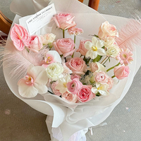 Papier d'emballage à fleurs Ribest 60*60CM double face avec différents matériaux Emballage étanche Fleuriste Supplie