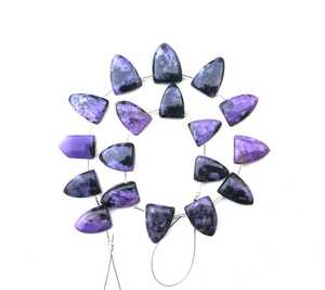 Pierres précieuses en Charoite naturelle, pierres semi-précieuses lisses en forme de demi-Marquise, perles de Briolette pour la fabrication de bijoux - Product Image 2