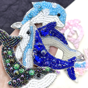 PH083 nuevo parche hecho a mano ballena delfín cuentas parche de lentejuelas de diamantes de imitación para ropa sombrero - Product Image 1