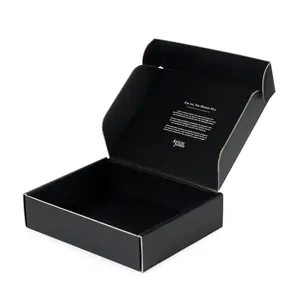 Toptan büyük siyah karton kağıt posta giyim özel logolu kutu baskılı oluklu nakliye ambalaj kutusu