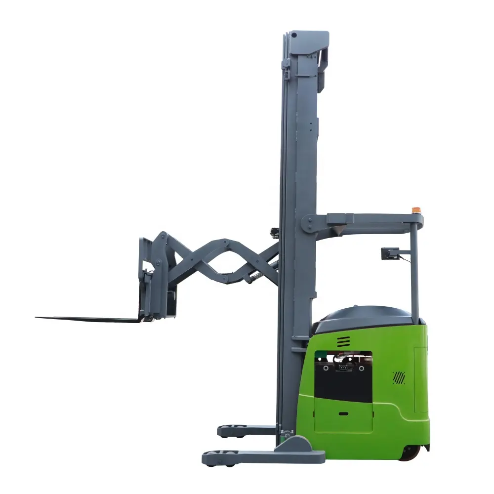 China hot sales warehouse double deep reach stacker 1/ 1.5/ 2ton standing electric reach truck with 10.5 meter lift height