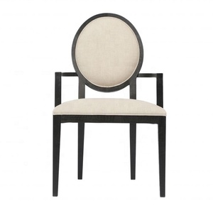 P2202 Sedia da Pranzo in Stile Vintage Francese <span class=keywords><strong>con</strong></span> Schienale Rotondo e Braccioli, Imbottita in Legno per Casa e Hotel - Product Image 2