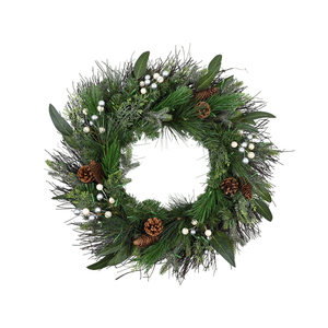 พวงหรีดคริสต์มาสตกแต่งประตูหน้าคุณภาพดี ขนาด 30 นิ้ว ทำจาก PVC สำหรับตกแต่งภายใน - Product Image 1