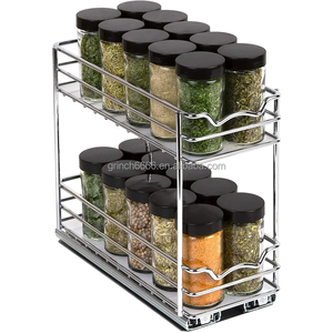 Organisateur d'épices <span class=keywords><strong>coulissant</strong></span> pour armoire, robuste, double étagère coulissante pour armoires de cuisine supérieures et placards - Product Image 2