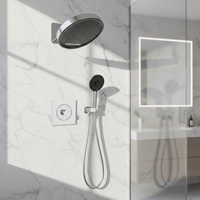 Système de douche encastré noir HONGDEC, ensemble de douche mural dissimulé avec mitigeur 3 fonctions et douchette à main