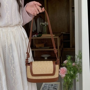 Woven Straw Shoulder Bag Brown Small <b>Square</b> Crossbody Bag Magnetic Buckle Portable Everyday Outfits Summer 2024 - Product Image 2
