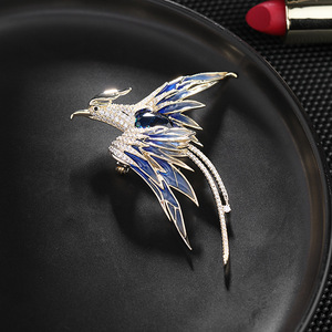 14K Banhado A Ouro Cubic Zirconia Phoenix Broche Luz Luxo High-End Estilo Chinês para Casamento Festa de Noivado Brass Gift - Product Image 5