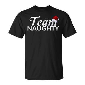 T-shirt Team Naughty noir, tenue assortie pour couple, Noël - Product Image 1