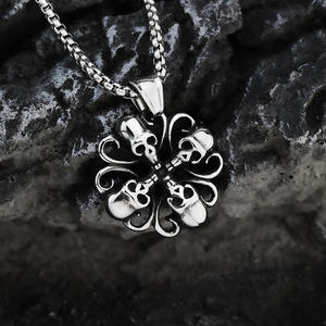 Collar con colgante de calavera gótica de acero inoxidable para hombre, diseño de esqueleto, joyería de moda, amuleto con forma geométrica, estilo asimétrico - Product Image 4
