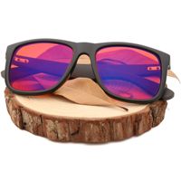 QSKY 3029 Monture de lunettes rétro rectangulaire en bois de bambou pour favoriser le sommeil, verres 99% anti-lumière bleue rouge-orange pour ordinateur et jeux, optique