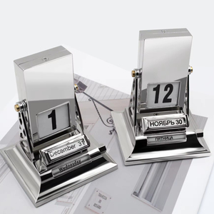 Factory Direct Sales Custom Logo 360 Degree Rotation Permanent Aluminum Metal Table Desk Calendar Promotional Metal Crafts