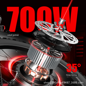 Vélo électrique pliable tout-terrain pour adulte, pneus larges 20 pouces, 700W 48V, pour montagne et neige, entrepôt US - Product Image 5
