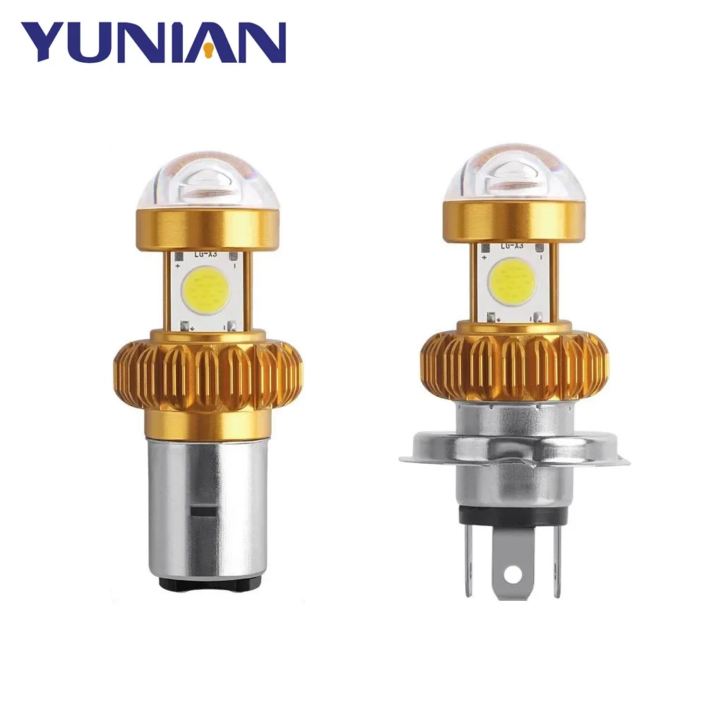 Ampoules de phare de moto H4 BA20D LED 20W 6000K, lumière de moteur COB puces accessoires de Scooter, lampe frontale LED blanche