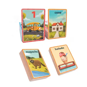 カスタムフラッシュキッズパズルゲームカードオラクル学習教育スペイン語中国語オラクルキッズフラッシュカード印刷