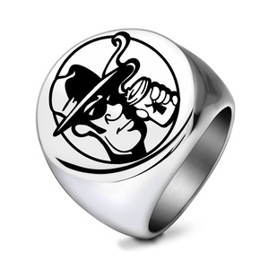 Anillo Redondo de Acero Inoxidable con Diseño de Dibujos Animados, 22 mm, Pulido, Grabado Láser, Joyería de Moda Unisex, Regalo - Product Image 5