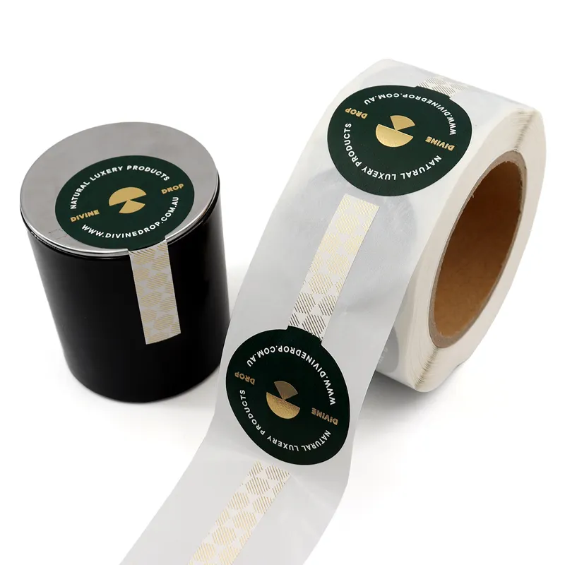 Botol tahan Tamper perekat kustom cetak LOGO kecil aman label stiker segel untuk stoples madu