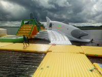 Grand toboggan aquatique d'été Château gonflable Maison de rebond Glissière de conception de corne d'eau