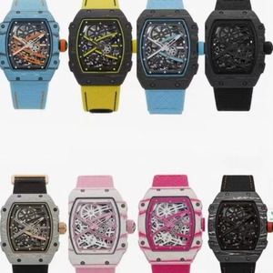 Reloj Deportivo de Buceo Ultrafino de 7.8mm, Cuadrado, de Lujo, RM67-02, Caballero Negro, Cristal de Zafiro, Cronógrafo, Fibra de Carbono, Alarma, Mecánico - Product Image 3