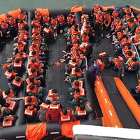 Radeau de sauvetage HSC à ouverture supérieure, réversible, avec une capacité de 6 à 152 personnes, déploiement rapide.