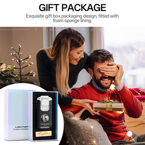 Đèn khò xì gà đa năng 3 tia lửa kèm dao cắt hình chữ V, dụng cụ đục xì gà, di động, chống gió, có thể nạp lại, làm quà tặng - Product Image 2