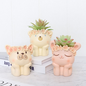 Ruijie Cartoon Animal Succulent Pots <b>Cute</b> Round PP Storage Decor For Desk Office - Product Image 2