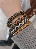 Trendy leopar baskı şantuk boncuk bilezik moda lüks takı ile çok renkli ve çok tarzı bilezikler kahverengi aksesuarları