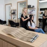 Offre directe usine en gros : Extensions de cheveux vierges indiens à bandes invisibles, lisses, pour femmes, 50g, 20 pièces/paquet, 100% naturelles