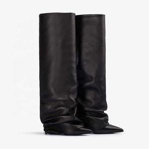 <span class=keywords><strong>Bottes</strong></span> requin à talon personnalisées pour femmes <span class=keywords><strong>Bottes</strong></span> hautes à bout pointu et mollet large à talon fin pour femmes 2024 - Product Image 5