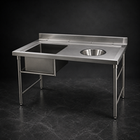 Meja Cuci Piring Stainless Steel Perak dengan Sandaran, Dapat Dilepas, Layanan Satu Atap Langsung dari Pabrik Foshan