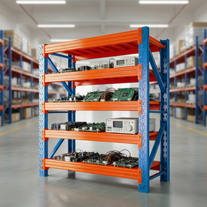 Étagères de stockage pliables en acier industriel à 4 niveaux, revêtement poudré, système d'étagères pour entrepôt - Product Image 1