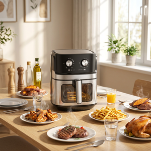 <span class=keywords><strong>Friteuse</strong></span> à air chaud de cuisine au meilleur <span class=keywords><strong>prix</strong></span>, haute <span class=keywords><strong>qualité</strong></span>, 6,5 L, carrée, sans huile, double panier, moderne, électrique, alimentation manuelle - Product Image 1