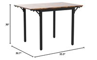 Table de salle à manger pliante, feuille de goutte extensible, pour petits espaces, sièges 2-4 personnes, industriel, 33.3x30.7x30 pouces, marron