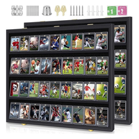 Vitrina de exhibición para tarjetas clasificadas, madera negra, 32 ranuras, 4 estantes, apertura frontal, exhibición de pared para coleccionistas de deportes, venta al por mayor, OEM, ODM