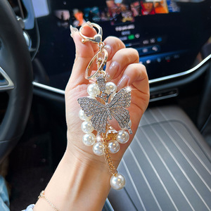 Mới ngọc trai Rhinestone bướm Keychain - Product Image 4