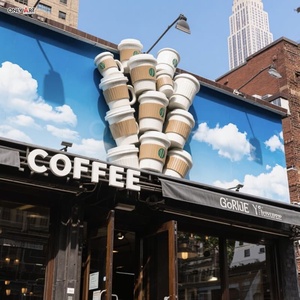 Décoration extérieure de <span class=keywords><strong>café</strong></span> personnalisé 304/316SS Statue de peinture en aérosol Géant en acier inoxydable Plus Tasse à <span class=keywords><strong>café</strong></span> Heap up Overlay Sculpture - Product Image 2