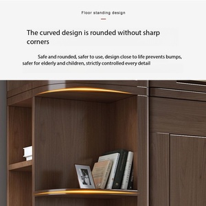 Armoire de style shaker américain en noyer avec poignées dorées, étagères ouvertes, tiroirs, montage facile, taille personnalisée, armoire de rangement pour chambre à coucher - Product Image 5