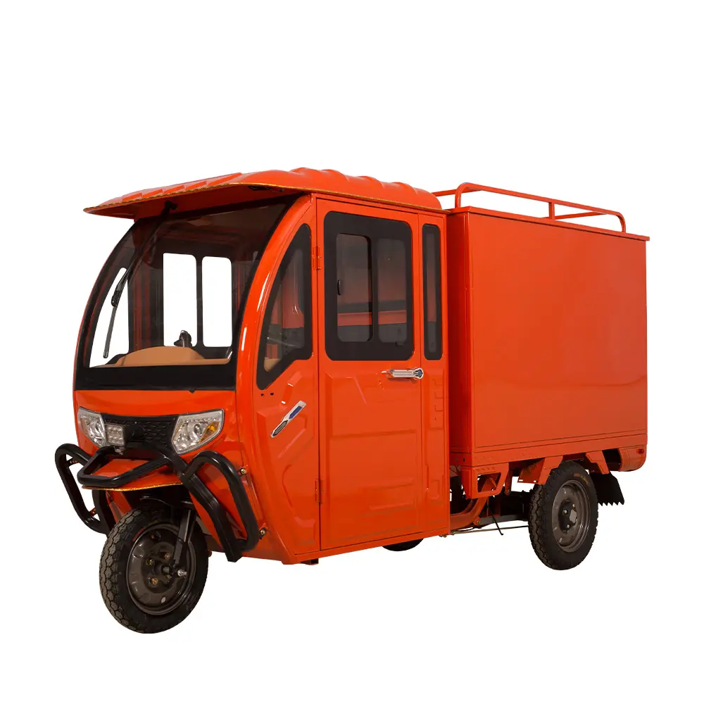 Kenya cargo tricycle closed Cabin 1200w motor tricycle for sale