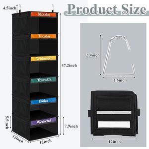 Organizer Lemari Gantung Anak untuk Pakaian Anak-anak Berdasarkan Hari dalam Seminggu, Organizer Kubus Gantung untuk Aktivitas Sehari-hari - Product Image 2