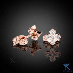 ต่างหูเพชรทรงเรขาคณิตแบบฝัง 5 เม็ด ทองคำแท้ 14K/18K เครื่องประดับผู้หญิงสำหรับงานแต่งงาน งานเลี้ยง - Product Image 2