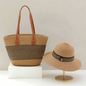 Wholesale Beach Straw <b>Hat</b> and <b>Bag</b> Set Women Large Capacity Tote Shoulder <b>Bag</b> and Straw <b>Hats</b> Set - Product Image 3