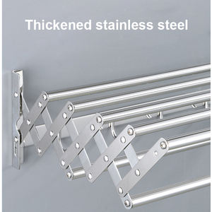 Support mural large accordéon antirouille étendoir à <span class=keywords><strong>linge</strong></span> rétractable 7 tiges de suspension décalées et cinq crochets porte-<span class=keywords><strong>linge</strong></span> - Product Image 4