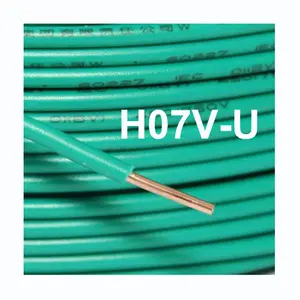 H07V-U fil de terre PVC jaune et vert 4mm2 6mm2 prix du fil électrique à un noyau en cuivre