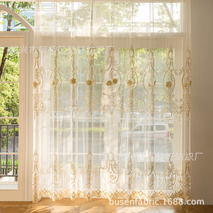 Commercio all'ingrosso di alta qualità di lusso classico europeo tenda ricamo Flora Buff di classe tenda trasparente fornitore - Product Image 2