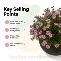 Plante artificielle réaliste faite à la main, têtes de fleurs en mousse rose, bonsaï H22cm, décoration de table pour la maison et les mariages