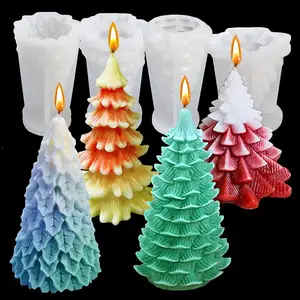 Home Party Decor Candle Molds Christmas Tree 3D Silicone Candle Resin Mold for Candle Making