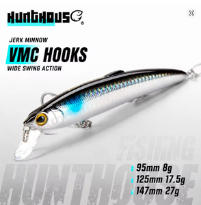 Leurres de pêche Hunthouse Minnow 90/125/147mm, leurres durs flottants, wobblers, jerkbaits, matériel de pêche artificiel pour bar et <span class=keywords><strong>brochet</strong></span> - Product Image 1