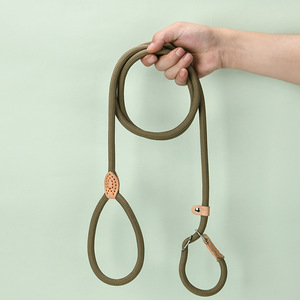 Nylon <b>Rope</b> P-<b>Chain</b> Traction With Leather Parts Round P-<b>Rope</b> For Dog Walking And Training Red Color Zhejiang Origin - Product Image 4