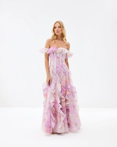 Abito da donna in stile francese con volant e spalline sottili, elegante e romantico, lungo e fluido, per vacanze al mare - Product Image 1